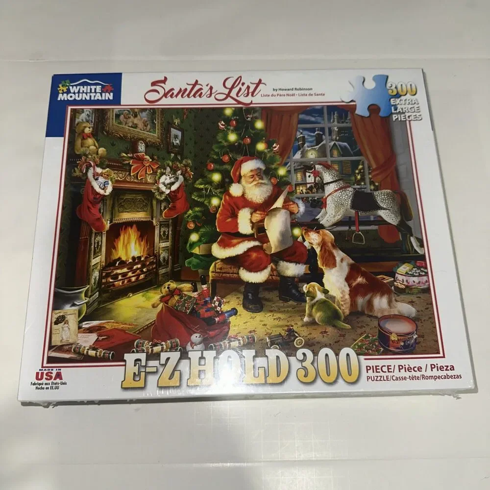 Santa's List White Mountain Puzzles 300 Piece Jigsaw Puzzle Complete 18x24